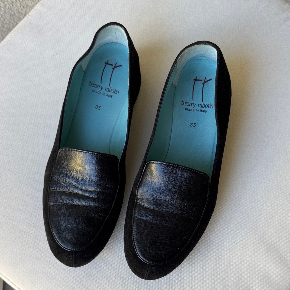 Thierry Rabotin Black Leather Slip-Ons